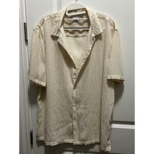 Zara No-Wrinkle Men’s Dress Button Down Shirt Sz XL - Cream-Beige